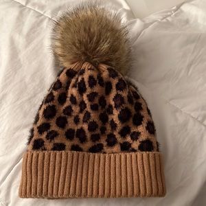 Leopard print winter hat